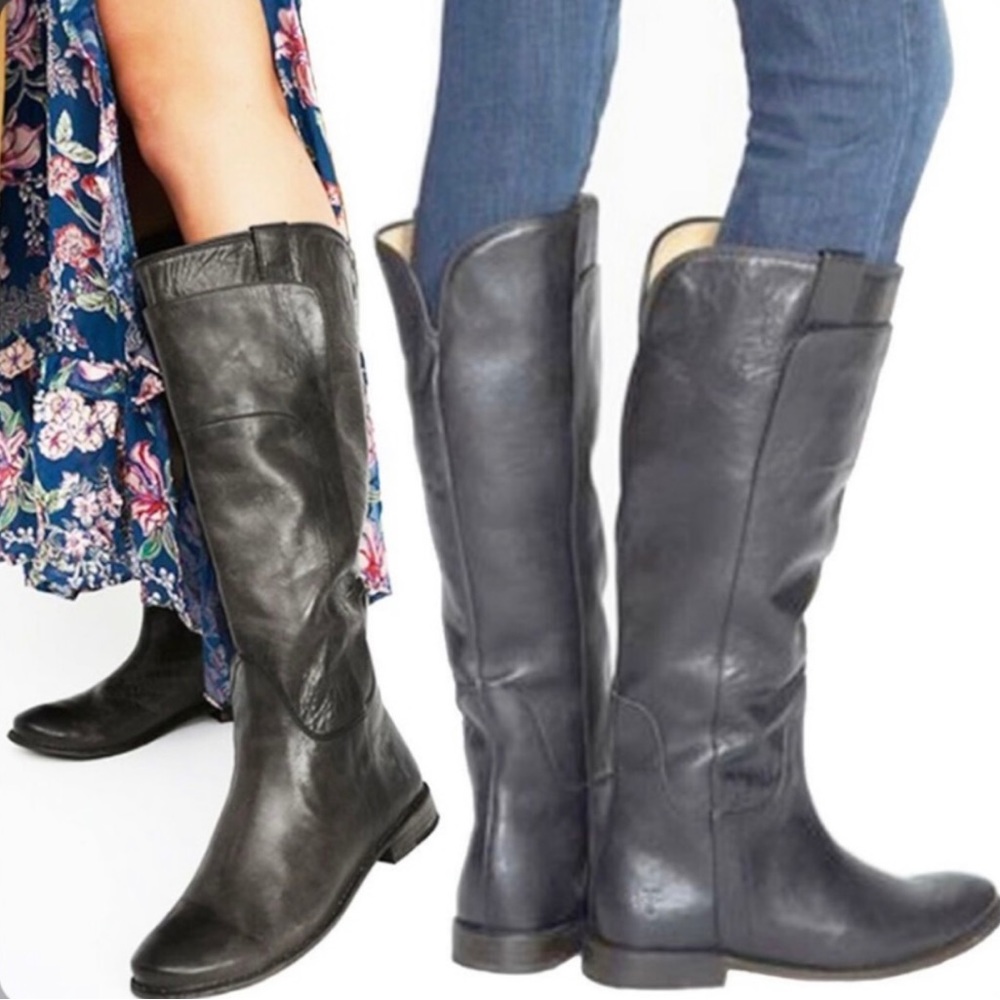Free People x FRYE Paige Tall Riding Boot Black Burnished Full Grain 9.5